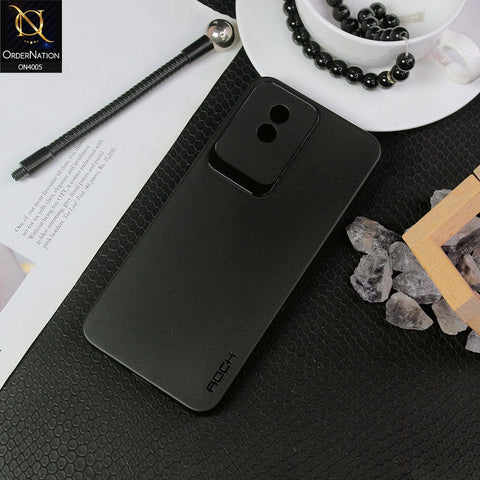 Vivo Y02 Cover - Black - New Hybrid Rock Soft Silicon Case With Shiny Camera Ring