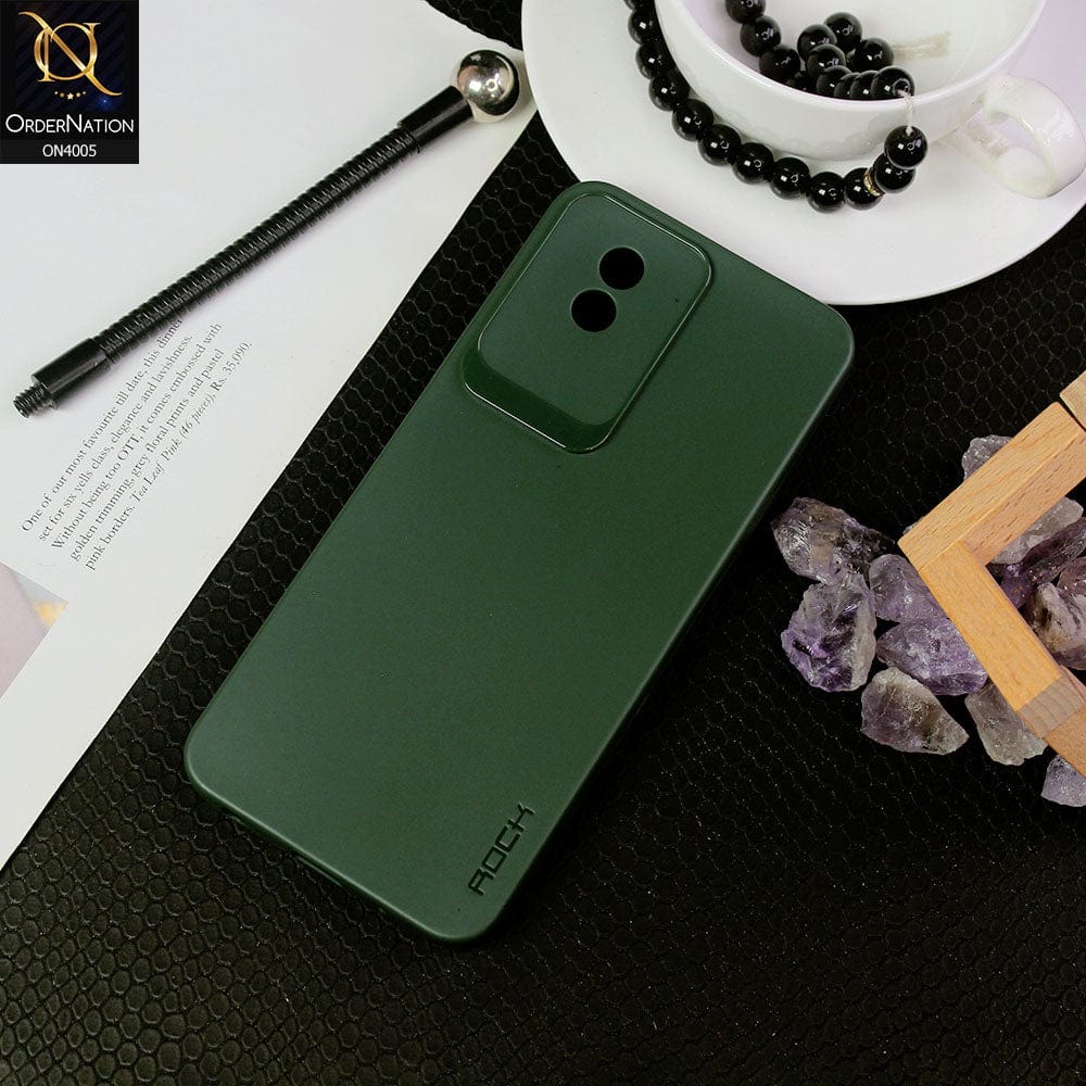 Vivo Y02t Cover - Green - New Hybrid Rock Soft Silicon Case With Shiny Camera Ring