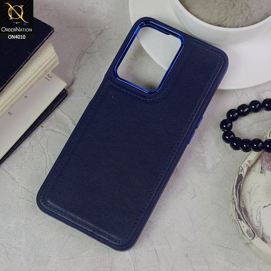 Oppo K10 5G Cover - Blue - New Electroplated Camera Ring Leather Texture Soft Silicone Case