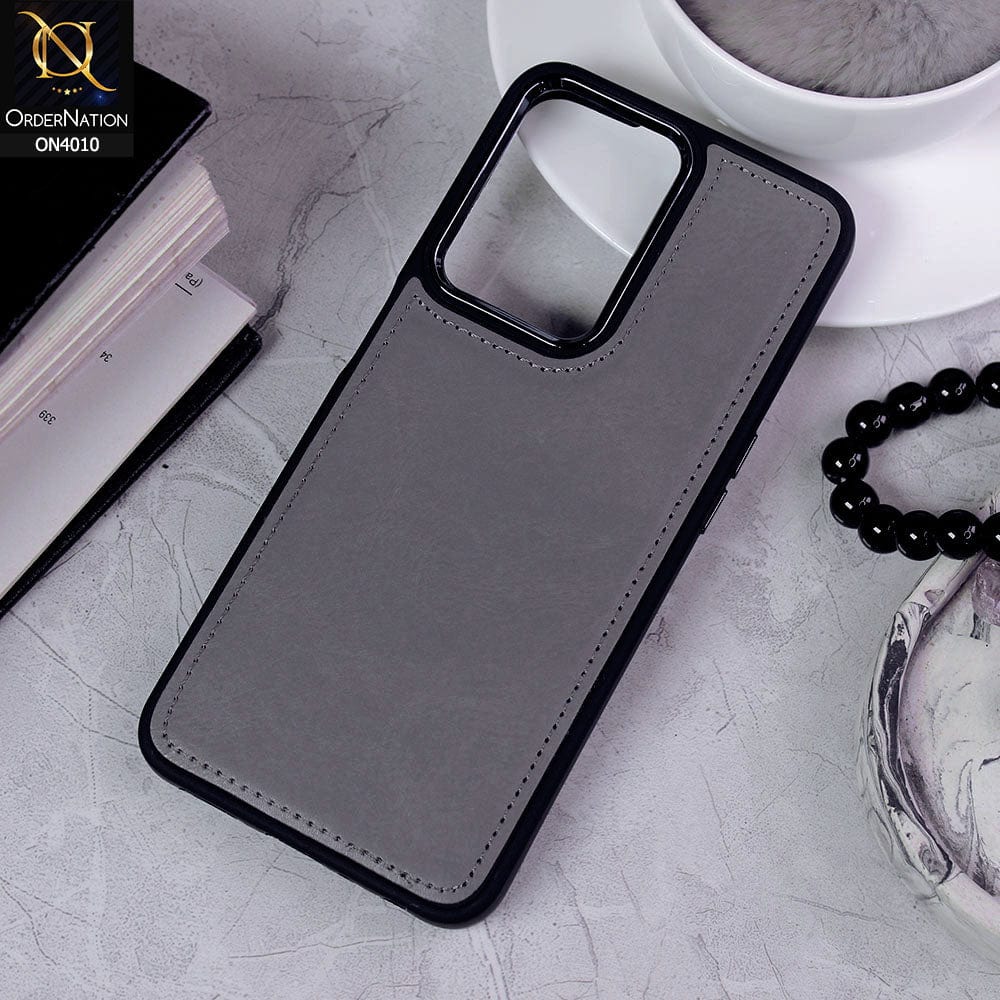 OnePlus Nord N300 Cover - Gray - New Electroplated Camera Ring Leather Texture Soft Silicone Case