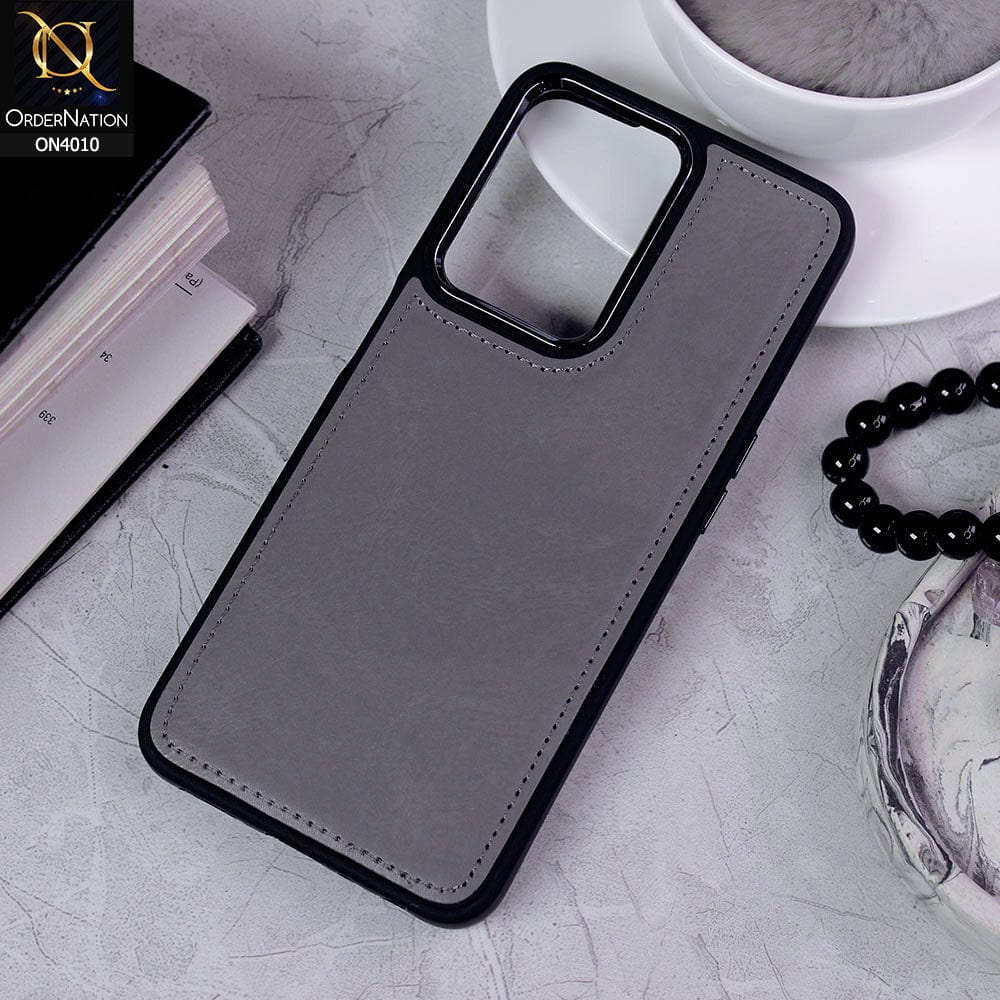 Oppo K10 5G Cover - Gray - New Electroplated Camera Ring Leather Texture Soft Silicone Case