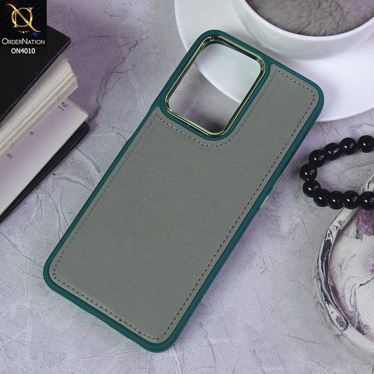 Oppo K10 5G Cover - Green - New Electroplated Camera Ring Leather Texture Soft Silicone Case
