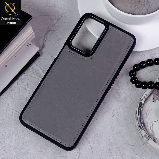 Realme 9i Cover - Gray - New Electroplated Camera Ring Leather Texture Soft Silicone Case