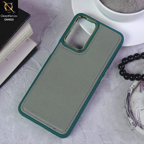 Oppo A76 Cover - Green - New Electroplated Camera Ring Leather Texture Soft Silicone Case