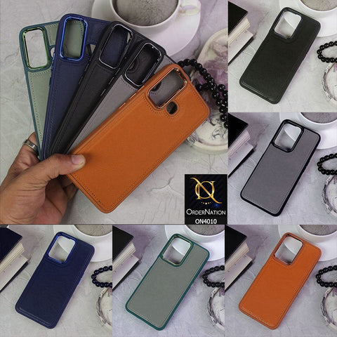 Vivo Y20 Cover - Mustard - New Electroplated Camera Ring Leather Texture Soft Silicone Case