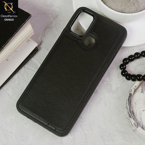 Infinix Hot 11 Play Cover - Black - New Electroplated Camera Ring Leather Texture Soft Silicone Case