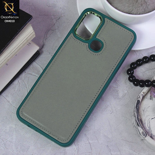 Infinix Hot 10 Play Cover - Green - New Electroplated Camera Ring Leather Texture Soft Silicone Case
