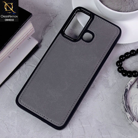 Infinix Hot 12 Play Cover - Gray - New Electroplated Camera Ring Leather Texture Soft Silicone Case