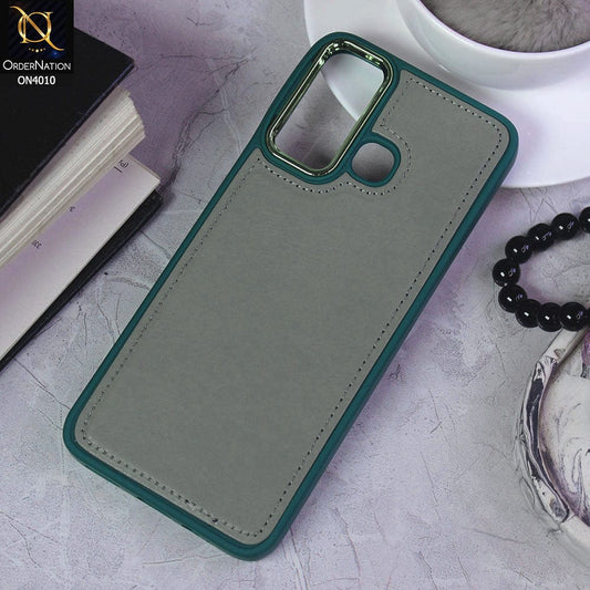 Infinix Hot 12 Play Cover - Green - New Electroplated Camera Ring Leather Texture Soft Silicone Case