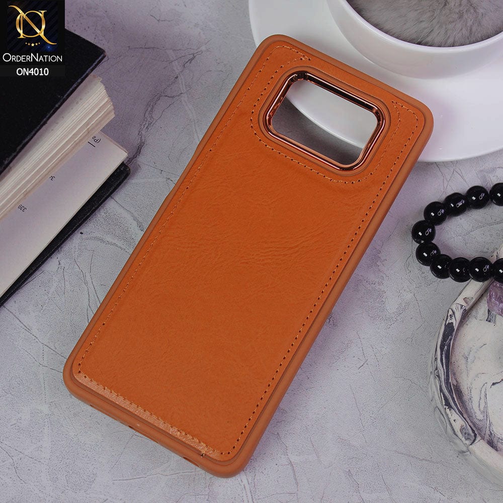 Xiaomi Poco X3  Cover - Mustard - New Electroplated Camera Ring Leather Texture Soft Silicone Case