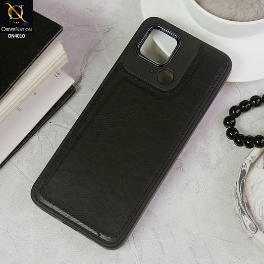 Xiaomi Redmi 10C Cover - Black - New Electroplated Camera Ring Leather Texture Soft Silicone Case