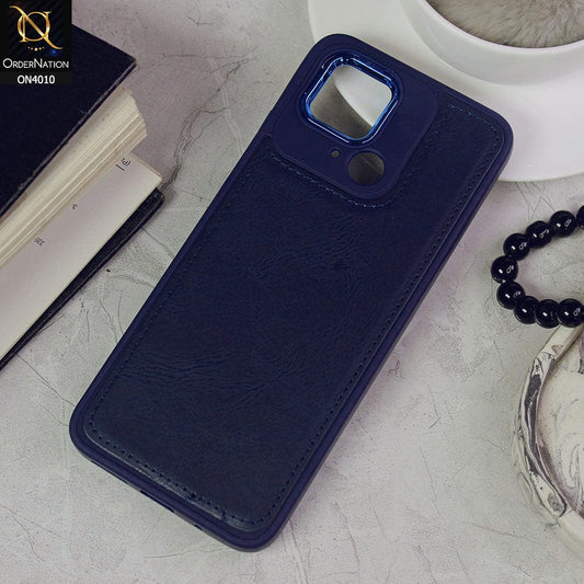 Xiaomi Redmi 10C Cover - Blue - New Electroplated Camera Ring Leather Texture Soft Silicone Case