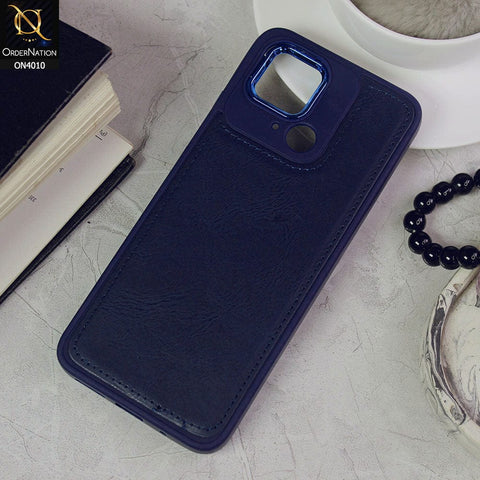 Xiaomi Redmi 10C Cover - Blue - New Electroplated Camera Ring Leather Texture Soft Silicone Case