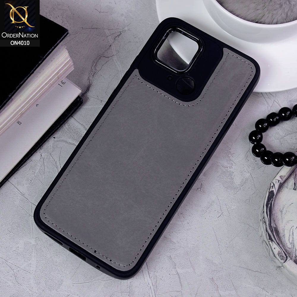 Xiaomi Redmi 10C Cover - Gray - New Electroplated Camera Ring Leather Texture Soft Silicone Case