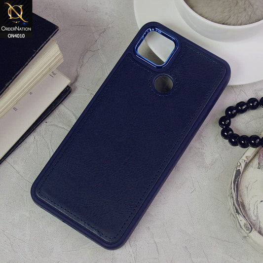 Xiaomi Redmi 10A Cover - Blue - New Electroplated Camera Ring Leather Texture Soft Silicone Case