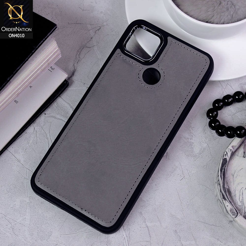 Xiaomi Redmi 10A Cover - Gray - New Electroplated Camera Ring Leather Texture Soft Silicone Case