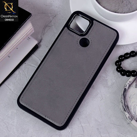 Xiaomi Redmi 10A Cover - Gray - New Electroplated Camera Ring Leather Texture Soft Silicone Case