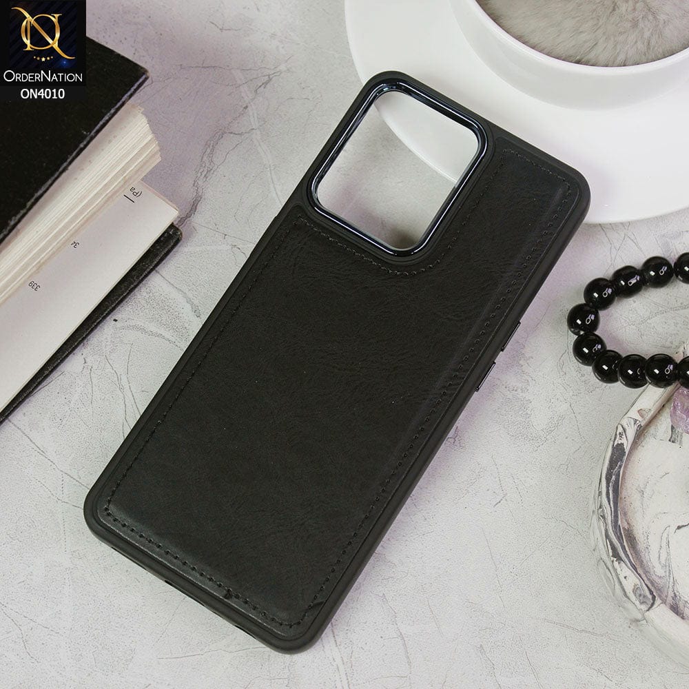 Oppo Reno 7 4G Cover - Black - New Electroplated Camera Ring Leather Texture Soft Silicone Case