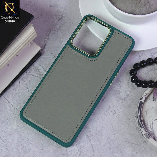 Oppo F21 Pro 4G Cover - Green - New Electroplated Camera Ring Leather Texture Soft Silicone Case