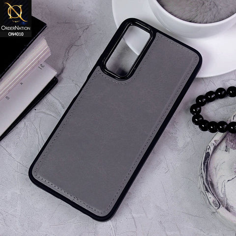 Vivo Y20 Cover - Gray - New Electroplated Camera Ring Leather Texture Soft Silicone Case