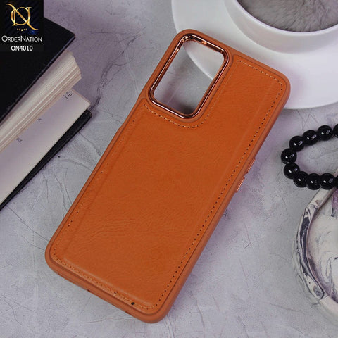 Vivo Y21a Cover - Mustard - New Electroplated Camera Ring Leather Texture Soft Silicone Case