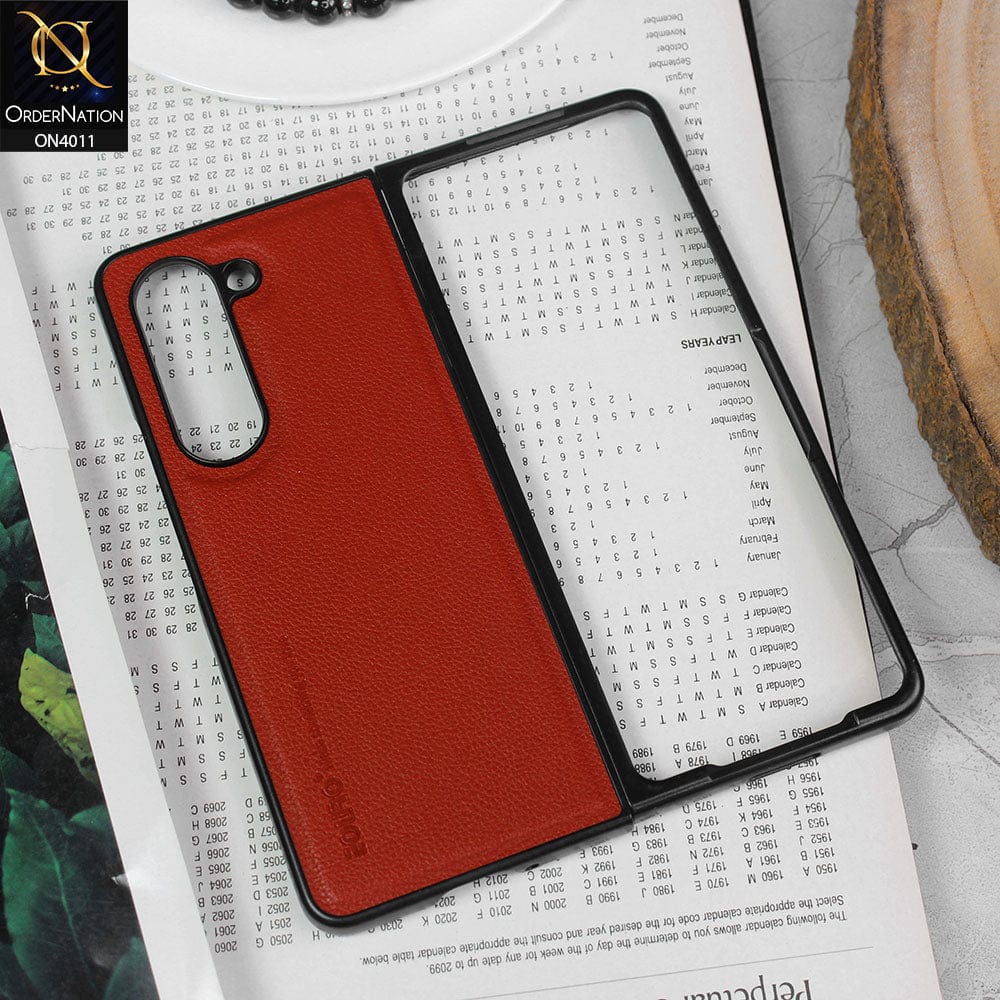 Samsung Galaxy Z Fold 5 5G Cover - Red - Eouro Slim Designed Protective Folding Classic Case ( No Signal Loss )