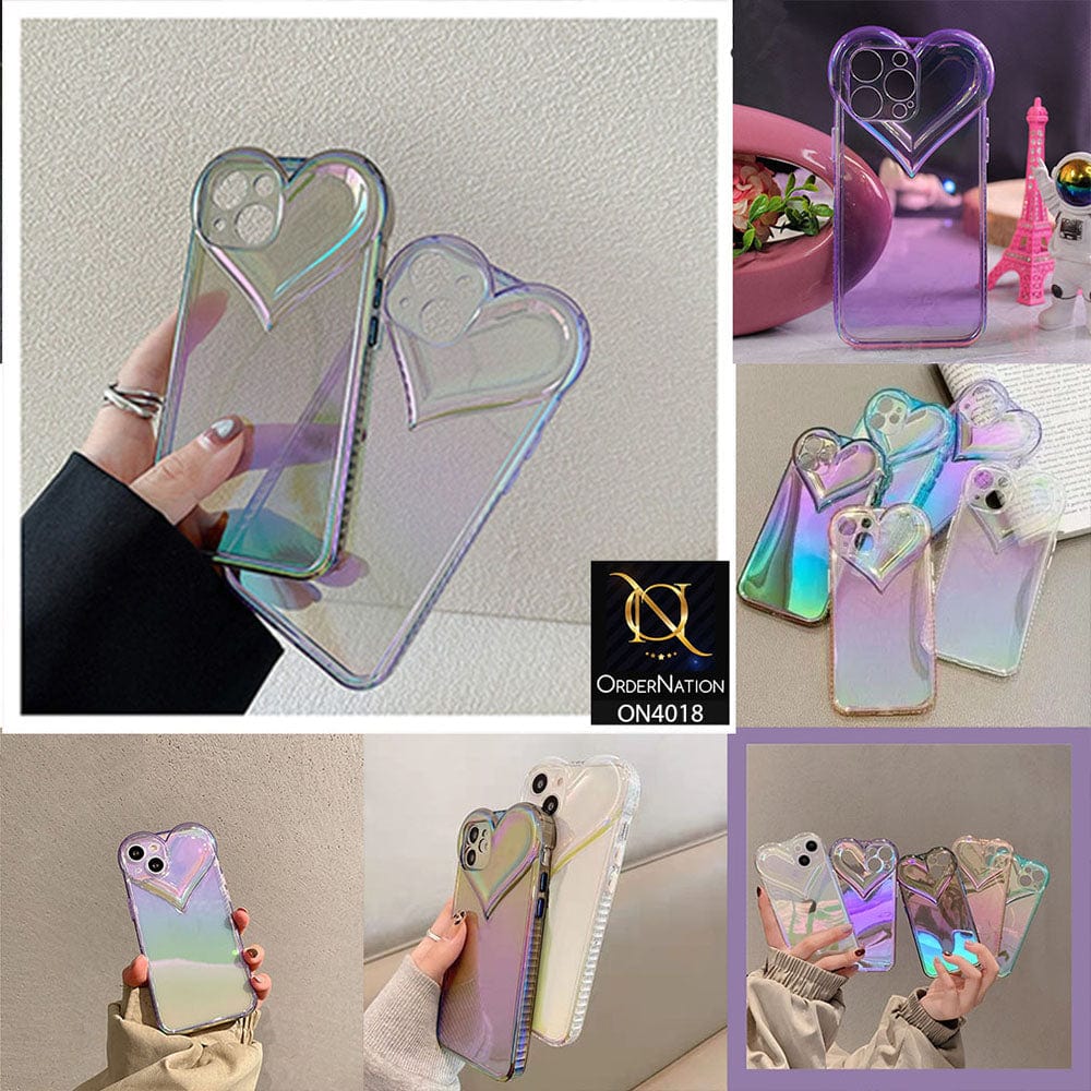 iPhone 14 Pro Max Cover Purple New 3D Love Heart Camera Bumper