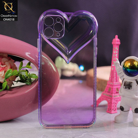 iPhone 11 Pro Max Cover - Purple - New 3D Love Heart Camera Bumper  Frame Protective Soft Case