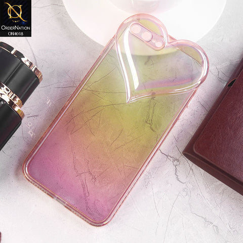 iPhone 8 Plus / 7 Plus Cover - Pink - New 3D Love Heart Camera Bumper  Frame Protective Soft Case