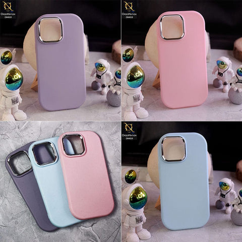 iPhone 14 Pro Max Cover - Sky Blue - Soft Silicone case with a bright metallic bezel around the camera