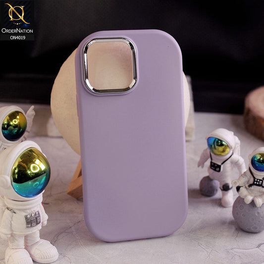 iPhone 13 Pro Max Cover - Light Purple - Soft Silicone case with a bright metallic bezel around the camera
