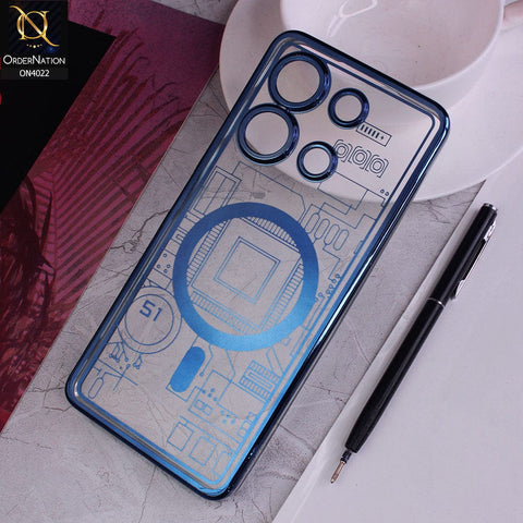 Infinix Note 30 Cover - Blue - Fashion Circuit Diagram Case Clear Plating Soft Cover With Camera Lens Protection