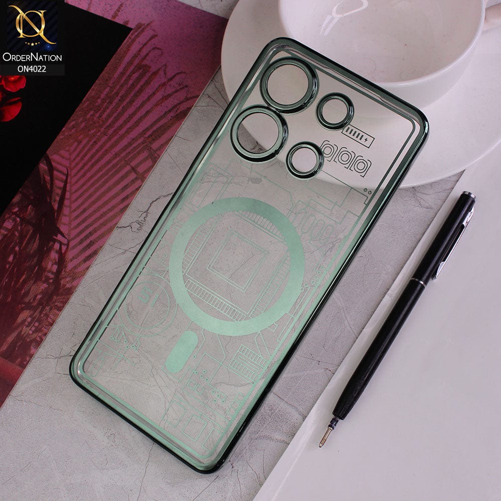 Infinix Note 30 Cover - Green - Fashion Circuit Diagram Case Clear Plating Soft Cover With Camera Lens Protection