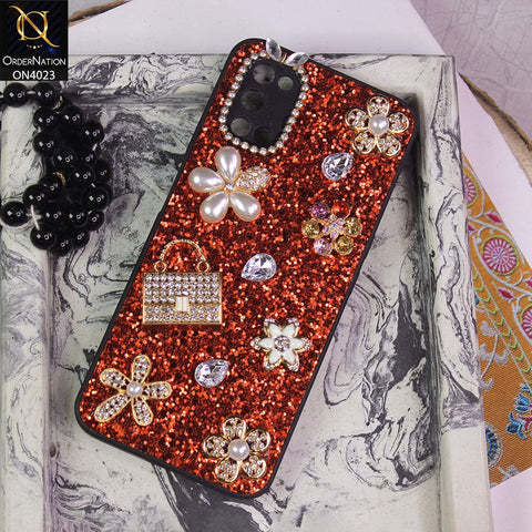 Infinix Smart 5 Cover - Red - New Bling Bling Sparkle 3D Flowers Shiny Glitter Texture Protective Case