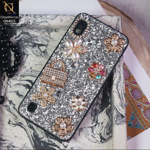 Samsung Galaxy A10 Cover Silver New Bling Bling Sparkle 3D