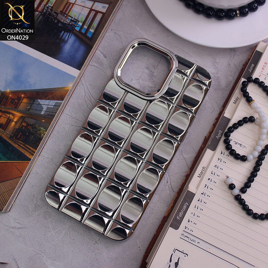iPhone 14 Pro Max Cover - Silver - Luxury Electroplated Shockproof Casing Concave Convex Protective Cover