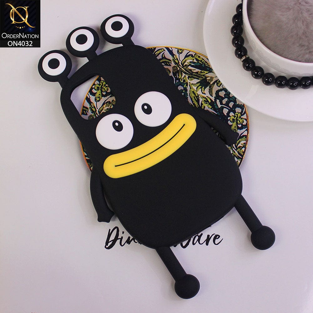 iPhone 12 Pro Cover - Black - 3D Cartoon Big Eyes Sausage Mouth Protective Soft Silicone Back Cover Case
