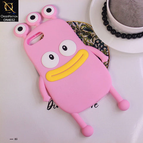 iPhone 8 Plus / 7 Plus Cover - Pink - 3D Cartoon Big Eyes Sausage Mouth Protective Soft Silicone Back Cover Case