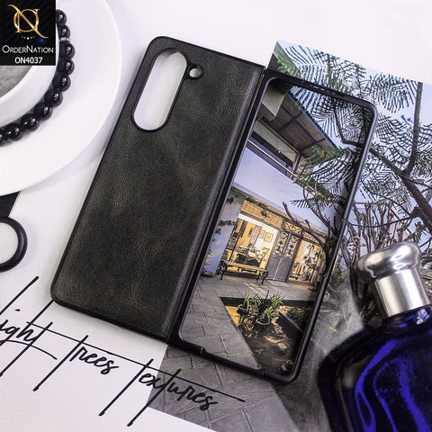 Samsung Galaxy Z Fold 5 5G Cover - Gray -  New Luxury Vintage Leather Texture Hard Case