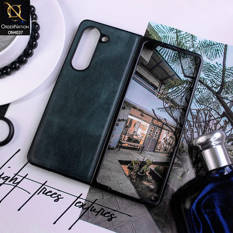 Samsung Galaxy Z Fold 5 5G Cover - Green -  New Luxury Vintage Leather Texture Hard Case