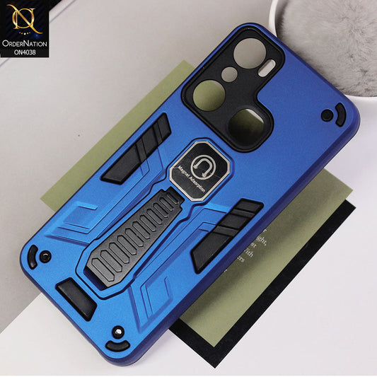 Infinix Hot 20i Cover - Blue - Luxury Hybrid Shockproof Magnet Adsorption Stand Case
