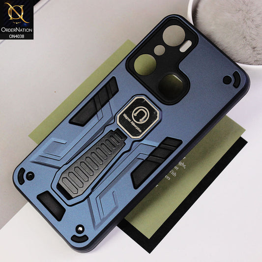 Infinix Hot 20i Cover - Midnight Blue - Luxury Hybrid Shockproof Magnet Adsorption Stand Case