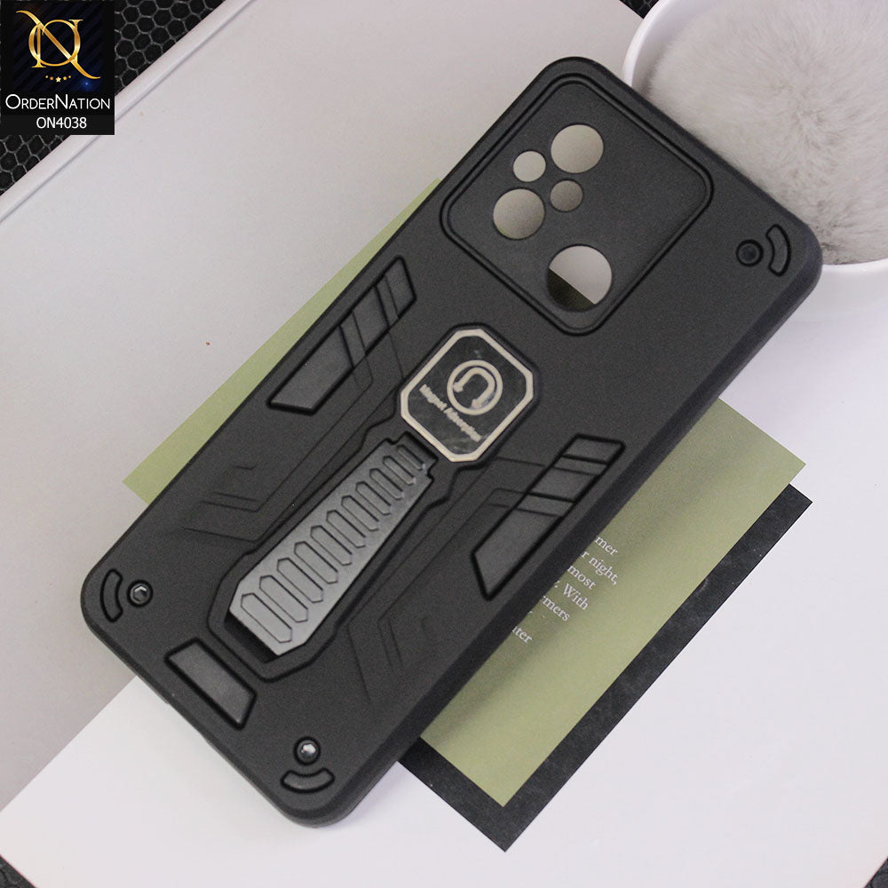 Xiaomi Redmi 12C Cover - Black - Luxury Hybrid Shockproof Magnet Adsorption Stand Case
