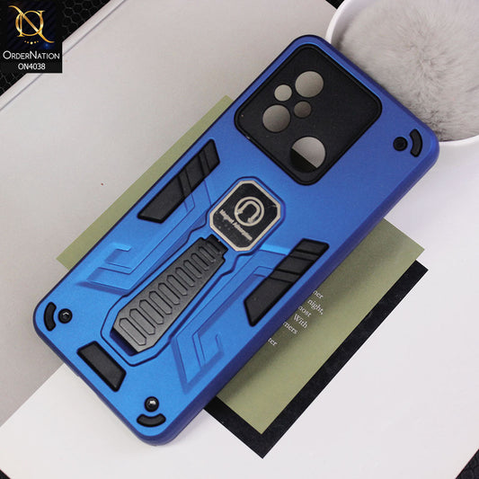 Xiaomi Redmi 12C Cover - Blue - Luxury Hybrid Shockproof Magnet Adsorption Stand Case