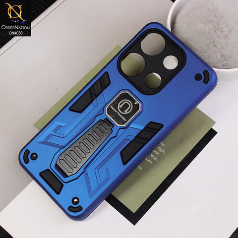 Infinix Smart 7 Cover - Blue - Luxury Hybrid Shockproof Magnet Adsorption Stand Case