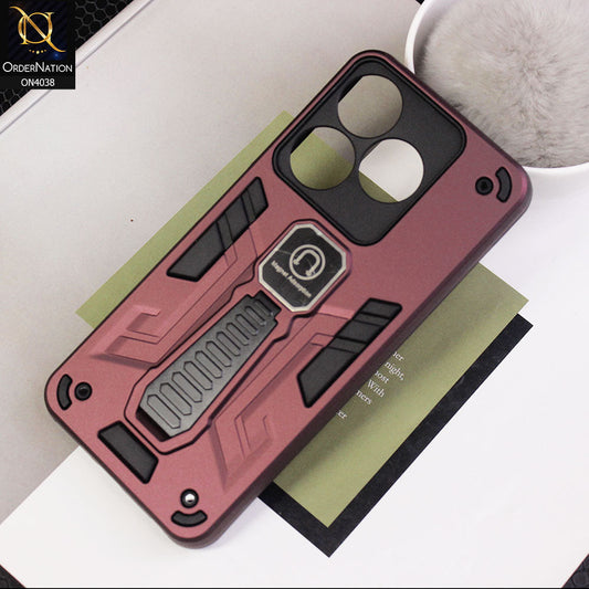 Tecno Spark 10C Cover - Burgundy - Luxury Hybrid Shockproof Magnet Adsorption Stand Case