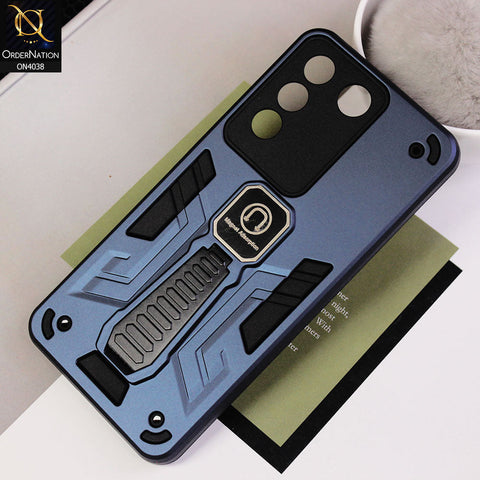 Vivo V27e Cover - Midnight Blue - Luxury Hybrid Shockproof Magnet Adsorption Stand Case