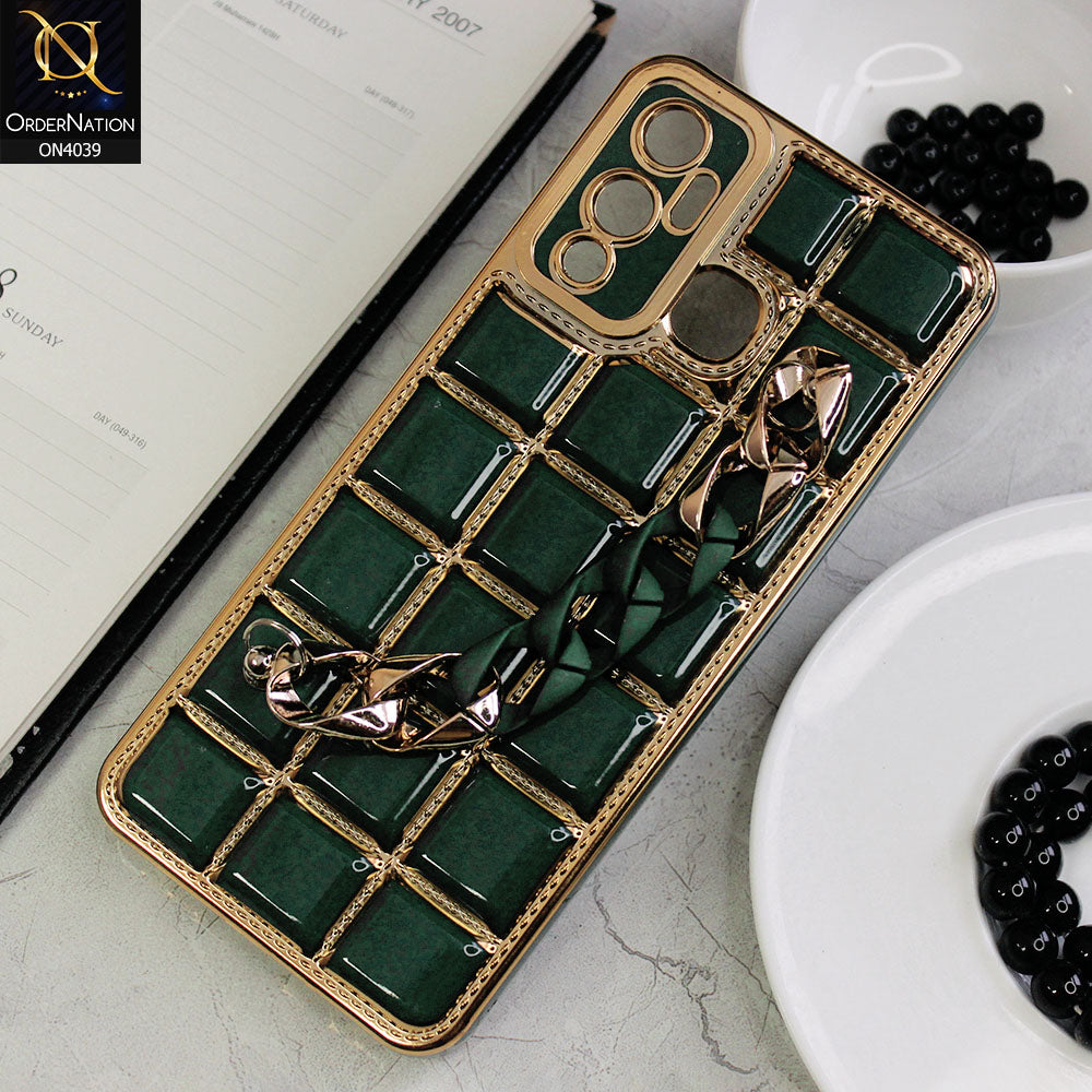 Infinix Hot 12 Play Cover - Green - New Electroplated Soft Silicone Camera Protection Case With Chain Holder