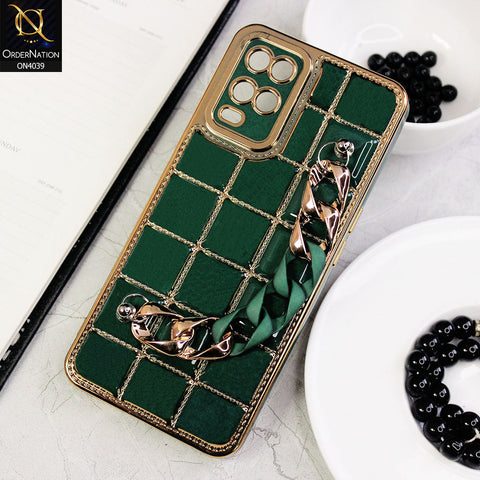 Oppo A54 4G Cover - Green - New Electroplated Soft Silicone Camera Protection Case With Chain Holder
