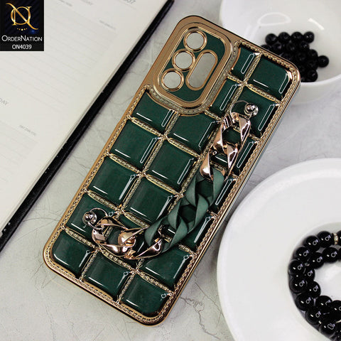 Samsung Galaxy A13 Cover - Green - New Electroplated Soft Silicone Camera Protection Case With Chain Holder